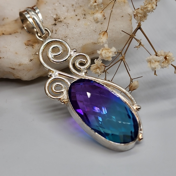 Purple Ametrin Stone Silver Pendant - Picture 8 of 8